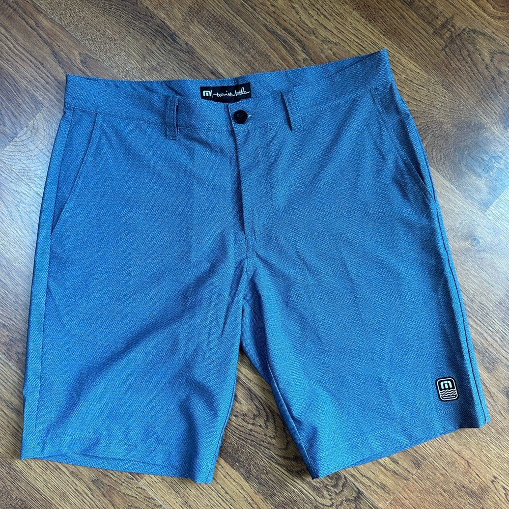 Travis Matthew Mens 34 Performance Golf Shorts Blue tweed pattern NWOT